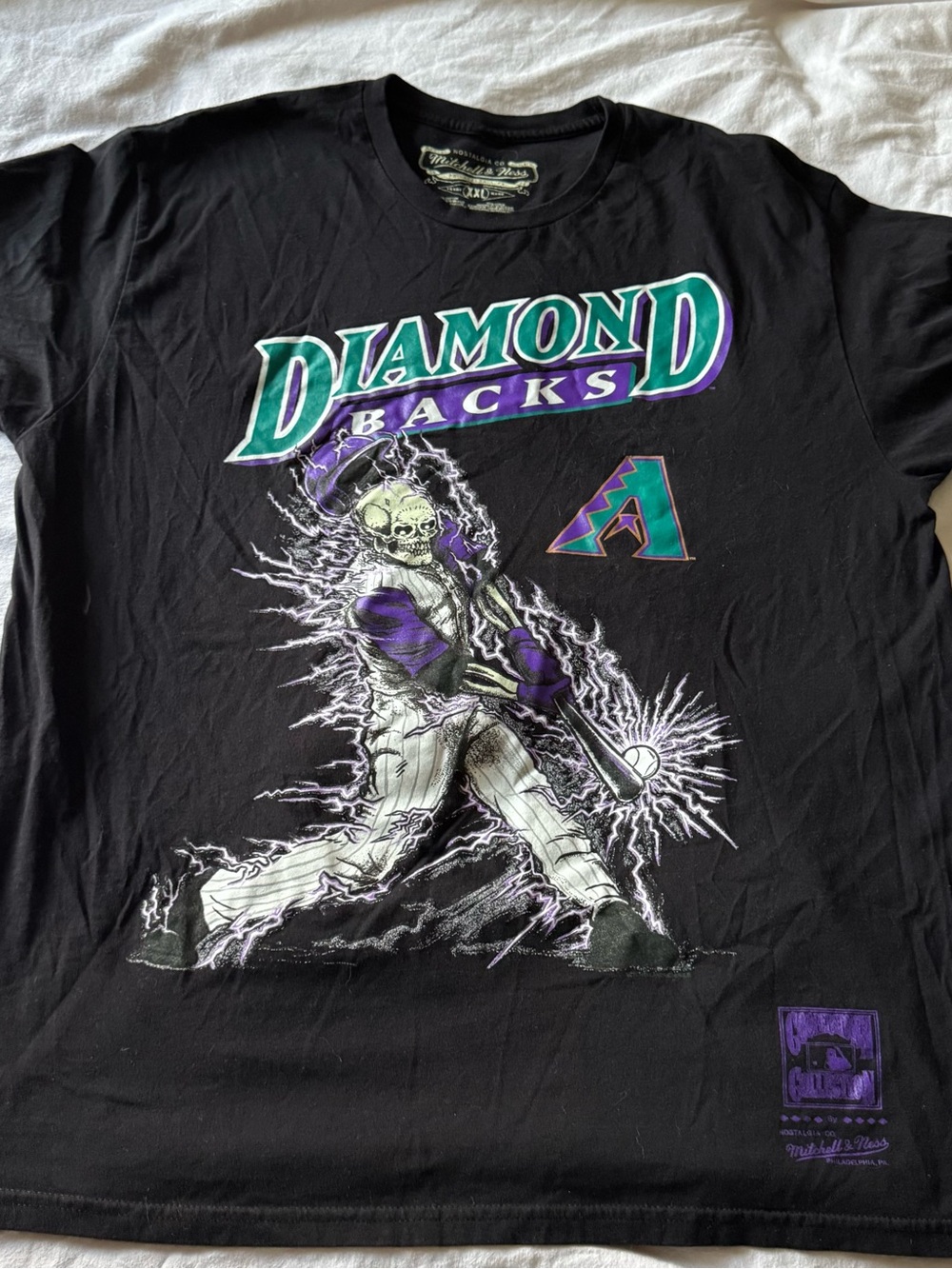 Mitchell & Ness Black Diamondbacks Graphic Tee with Green & Purple Accents